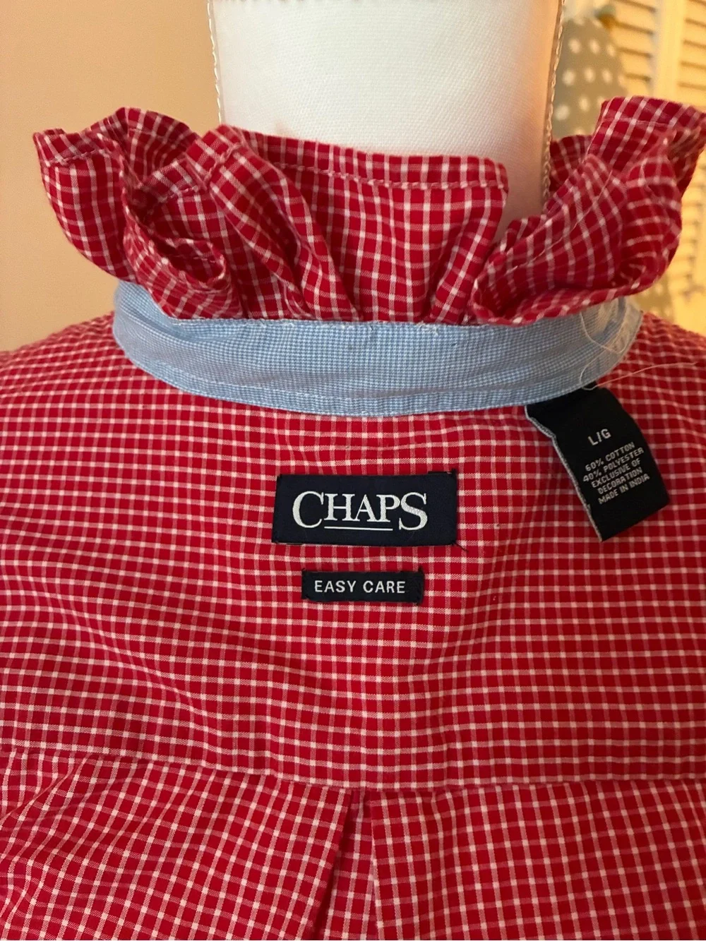 Re-worked  Chaps ruffled collar shirt - Picture 5 of 5